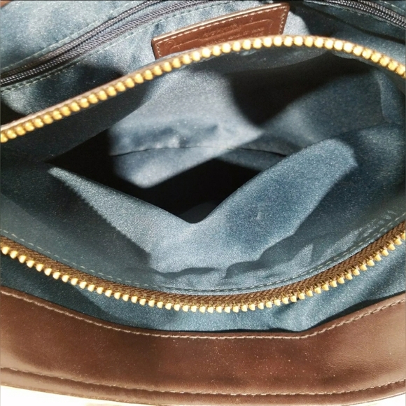 Coach Designer Collette Gold/Brown Embossed Snake Skin Trim Shoulder Bag Purse - Picture 9 of 11